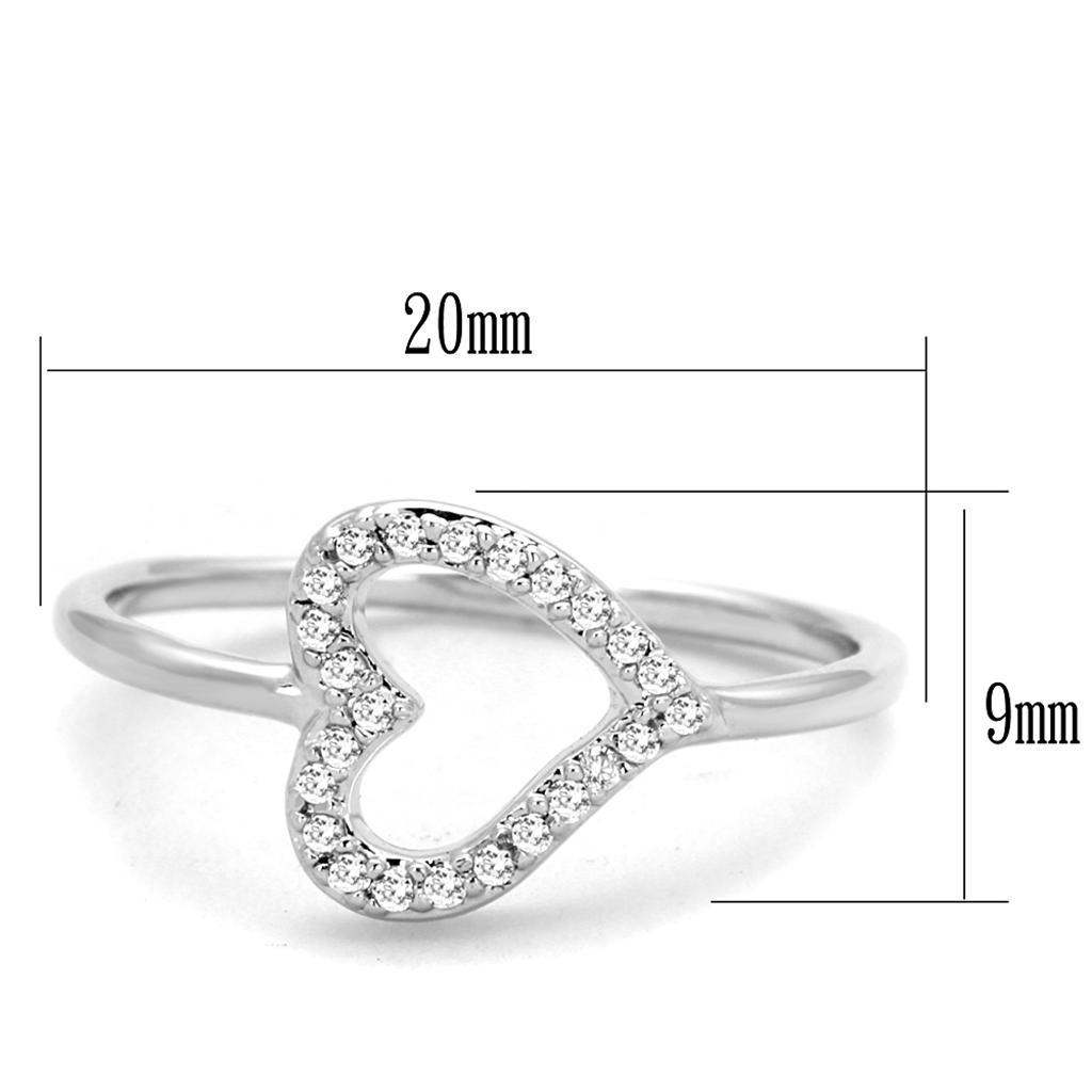 3W866 - Rhodium Brass Ring with AAA Grade CZ  in Clear-1