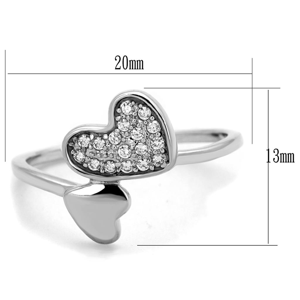 3W867 - Rhodium Brass Ring with AAA Grade CZ  in Clear-1