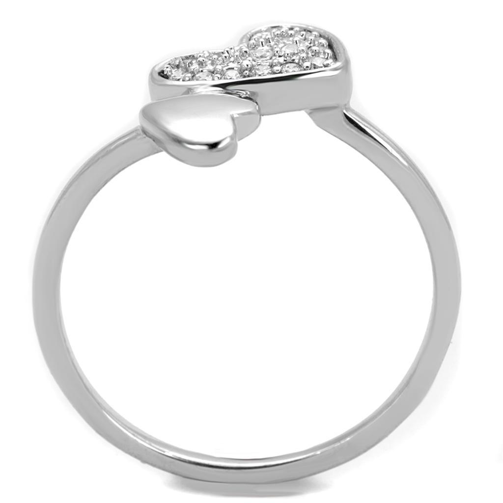 3W867 - Rhodium Brass Ring with AAA Grade CZ  in Clear-2