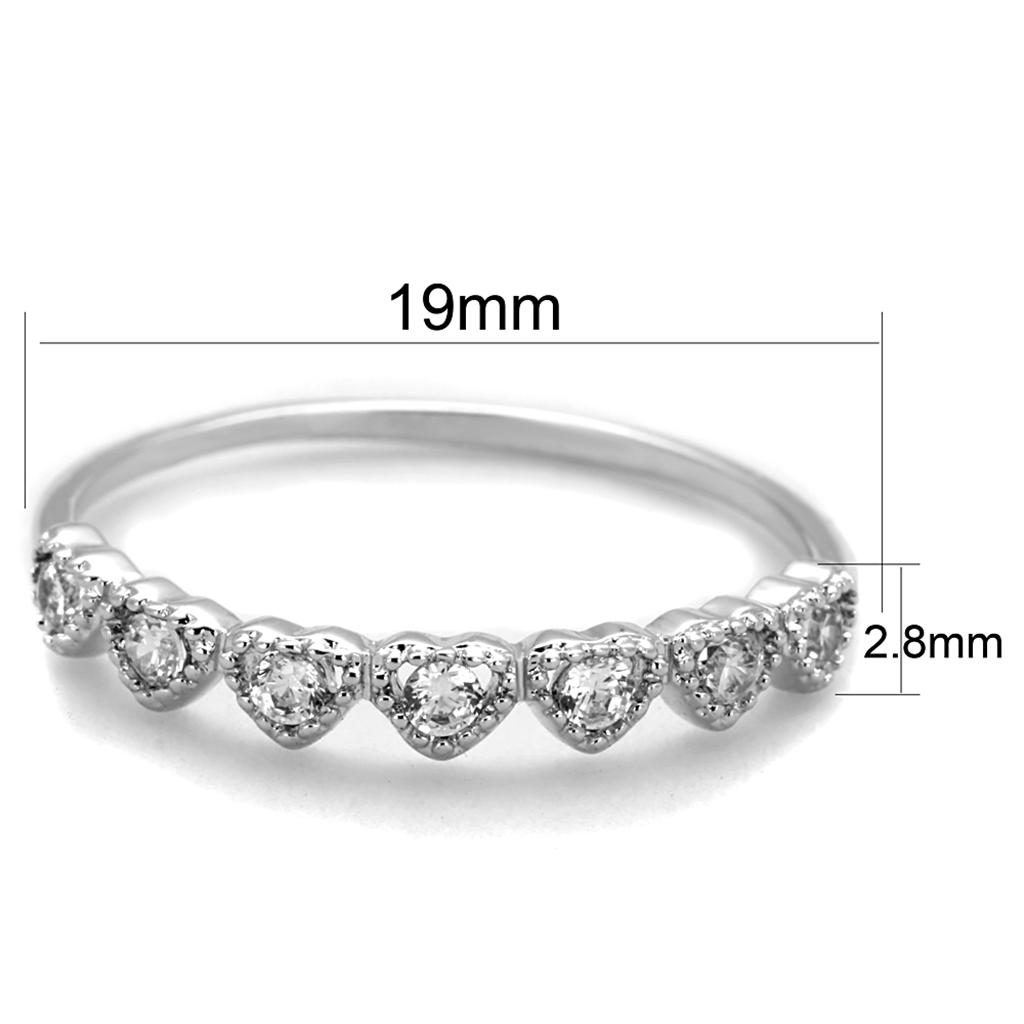 3W868 - Rhodium Brass Ring with AAA Grade CZ  in Clear-1