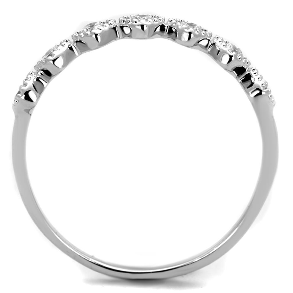 3W868 - Rhodium Brass Ring with AAA Grade CZ  in Clear-2