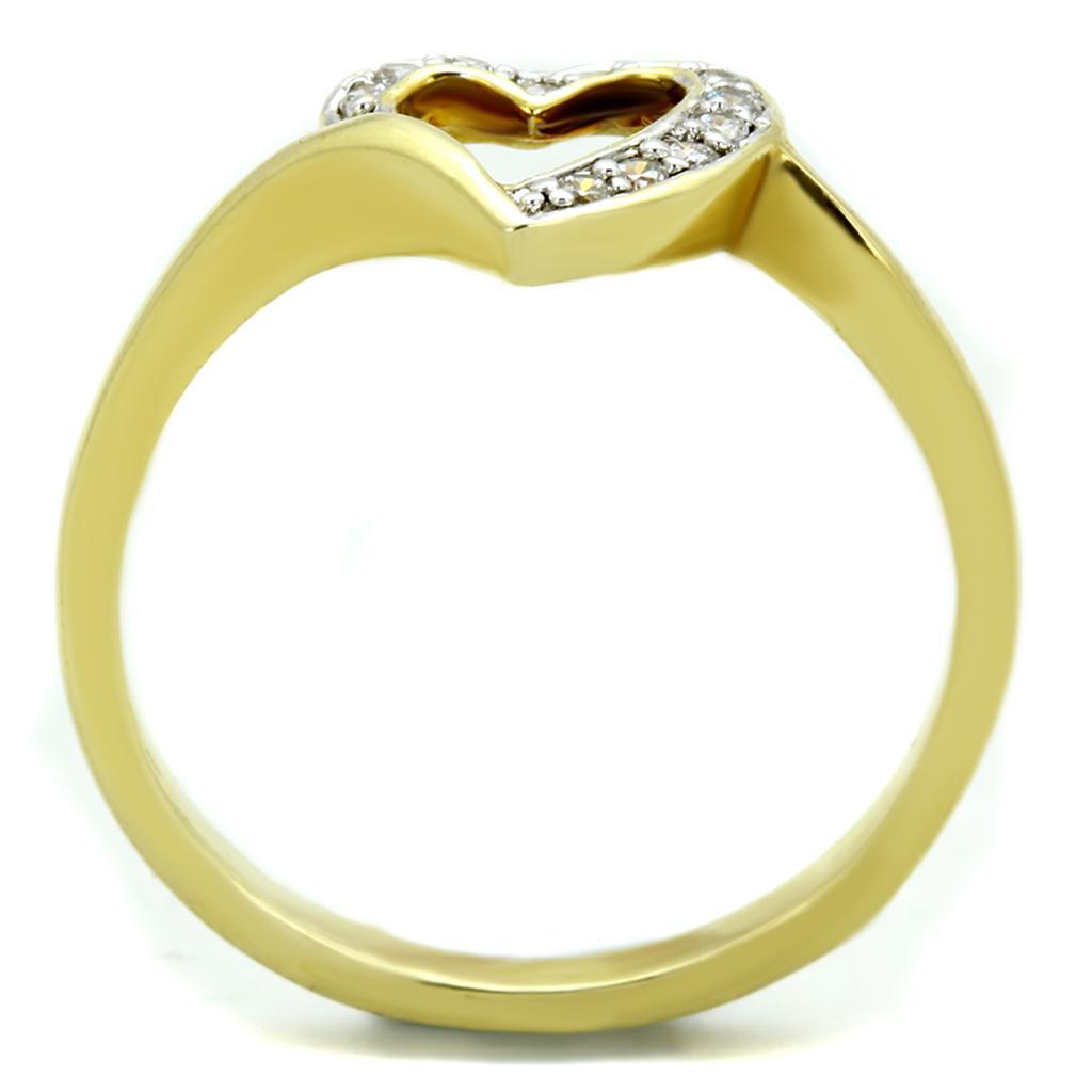 3W870 - Gold+Rhodium Brass Ring with AAA Grade CZ  in Clear-2