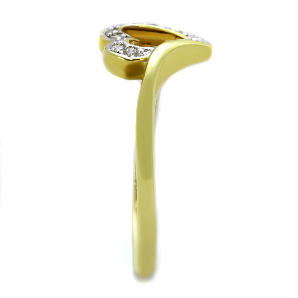 3W870 - Gold+Rhodium Brass Ring with AAA Grade CZ  in Clear-3