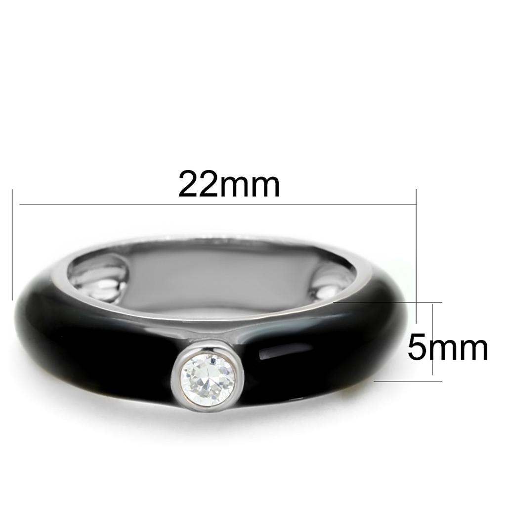 3W873 - Rhodium Brass Ring with AAA Grade CZ  in Clear-1