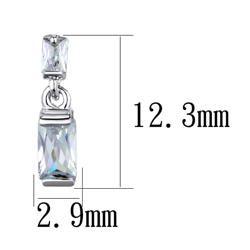 3W887 - Rhodium Brass Earrings with AAA Grade CZ  in Clear-1