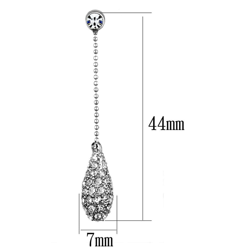 3W898 - Rhodium Brass Earrings with Top Grade Crystal  in Clear-1