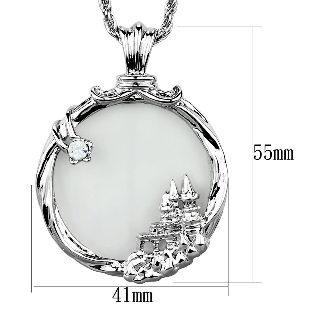 3W907 - Rhodium Brass Magnifier pendant with Top Grade Crystal  in Clear-1