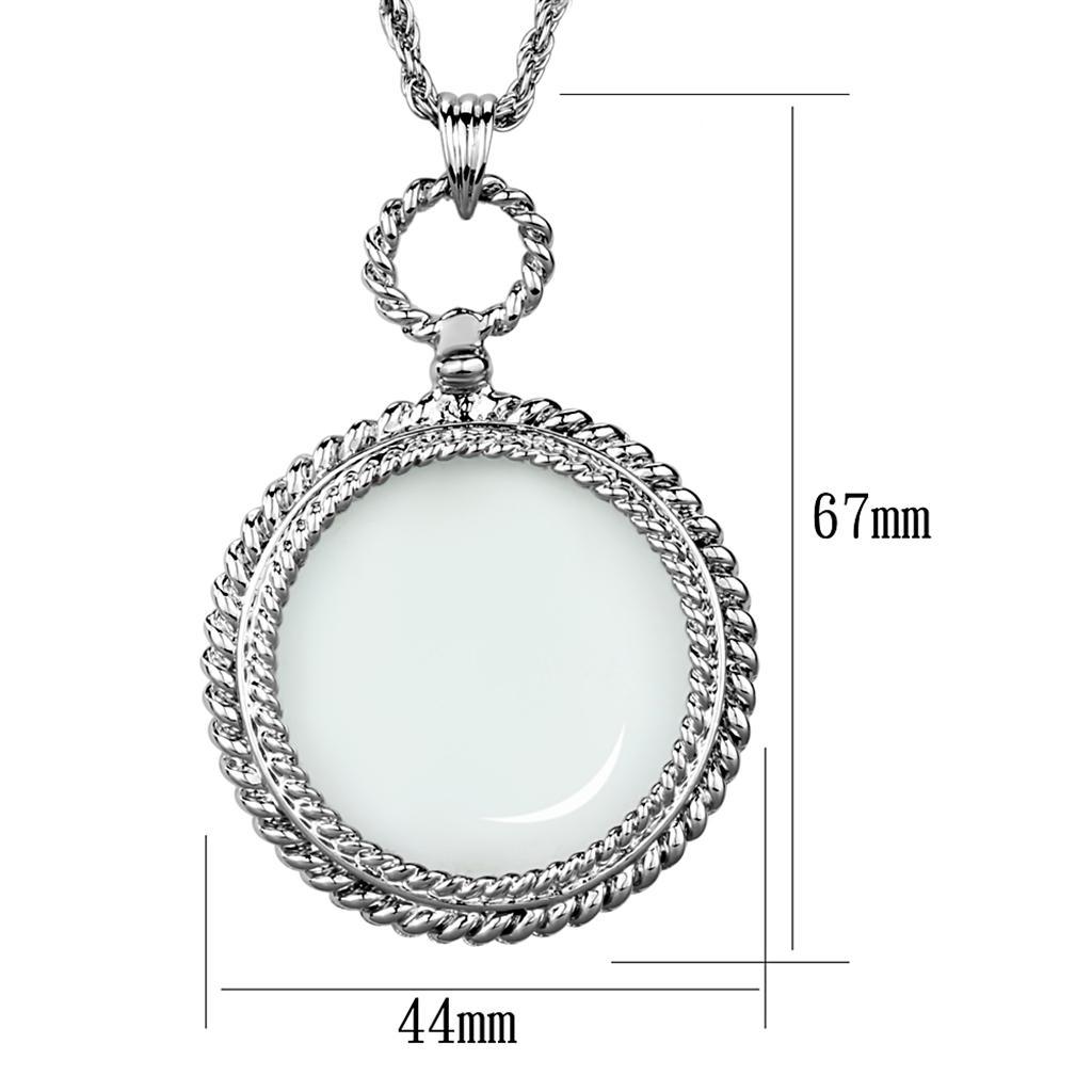3W909 - Rhodium Brass Magnifier pendant with Synthetic Synthetic Glass in Clear-1