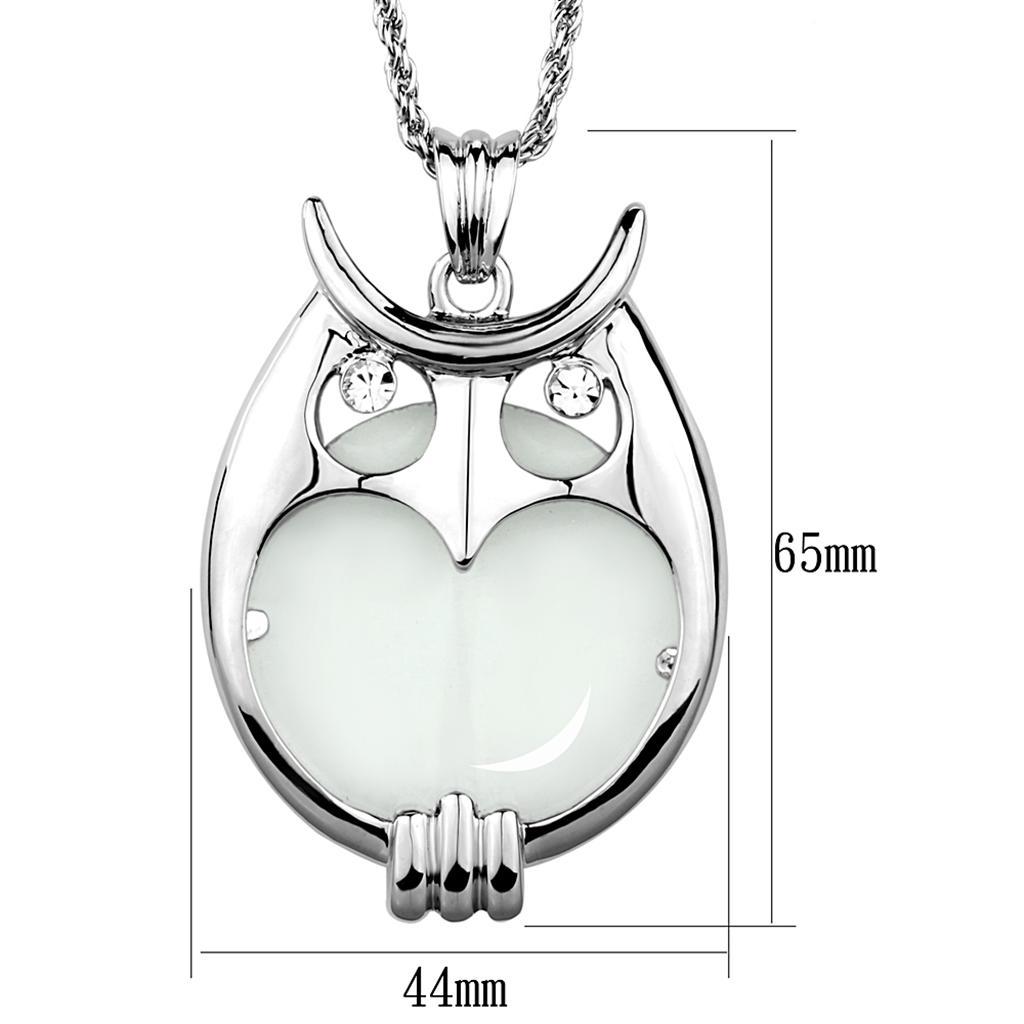 3W916 - Rhodium Brass Magnifier pendant with Top Grade Crystal  in Clear-1