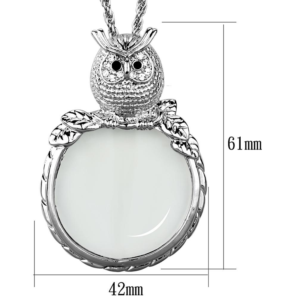 3W917 - Rhodium Brass Magnifier pendant with Top Grade Crystal  in Clear-1