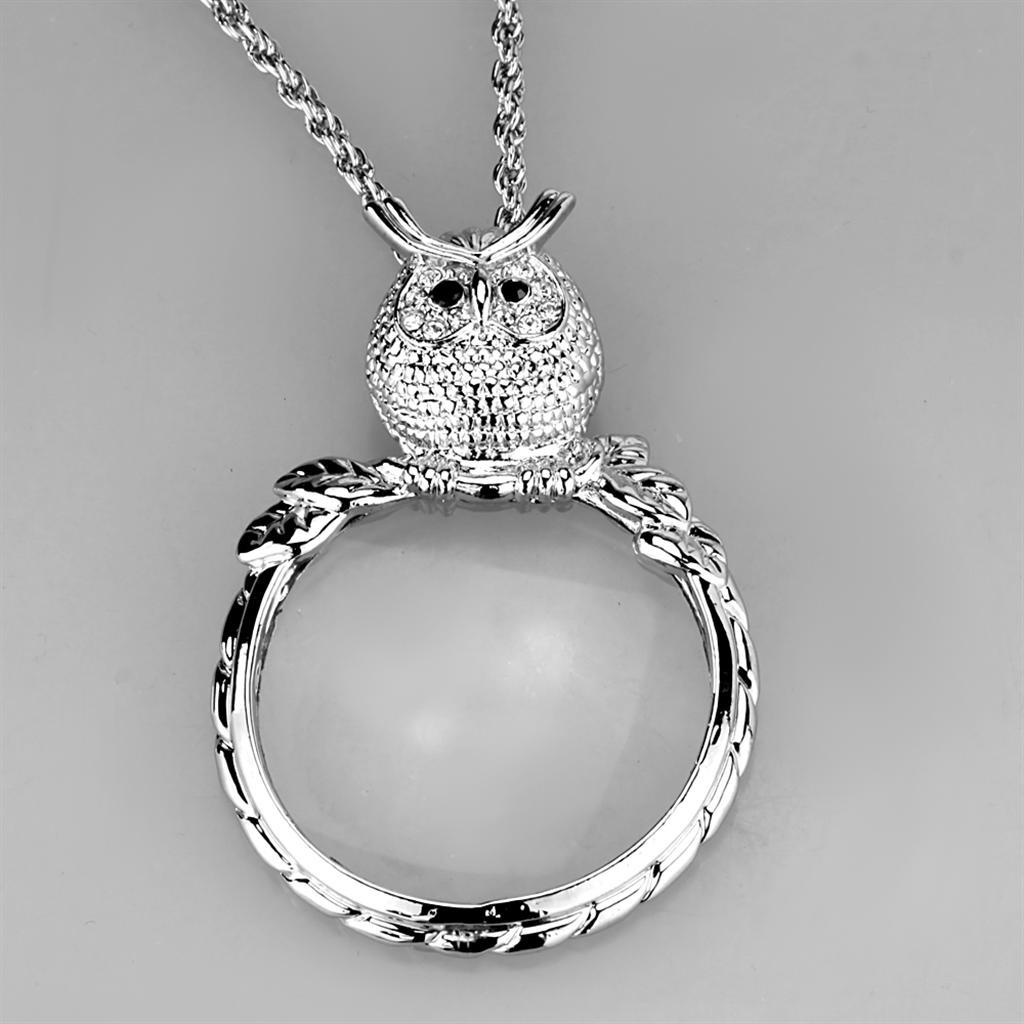 3W917 - Rhodium Brass Magnifier pendant with Top Grade Crystal  in Clear-2