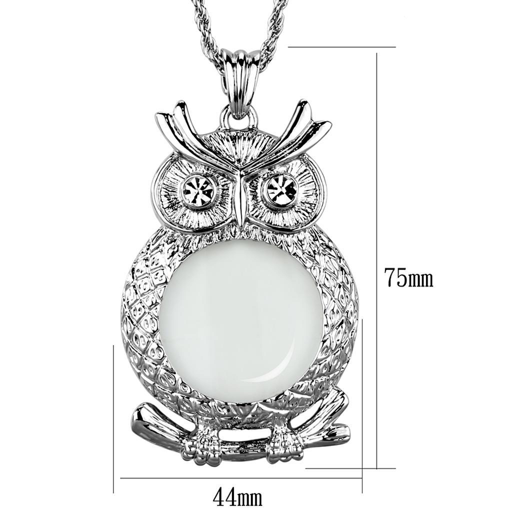 3W919 - Rhodium Brass Magnifier pendant with Top Grade Crystal  in Clear-1