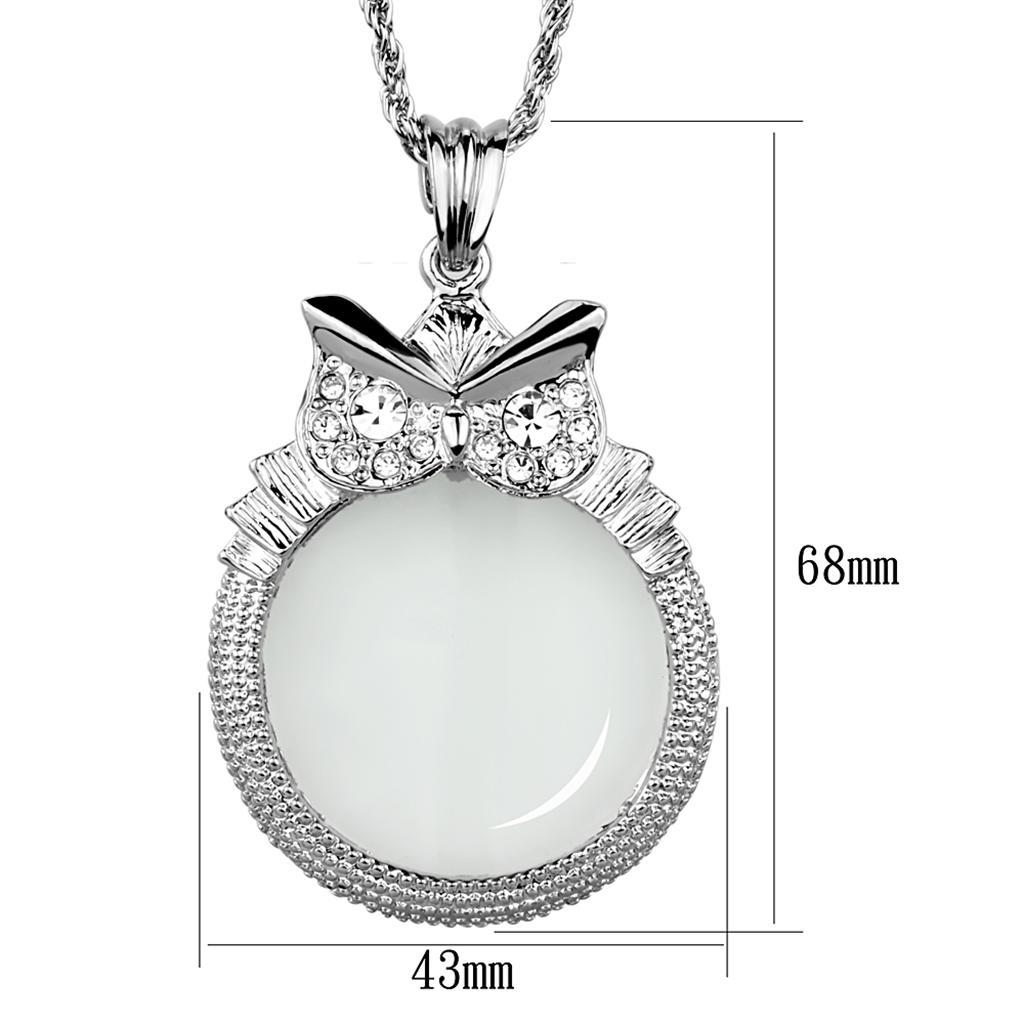 3W921 - Rhodium Brass Magnifier pendant with Top Grade Crystal  in Clear-1