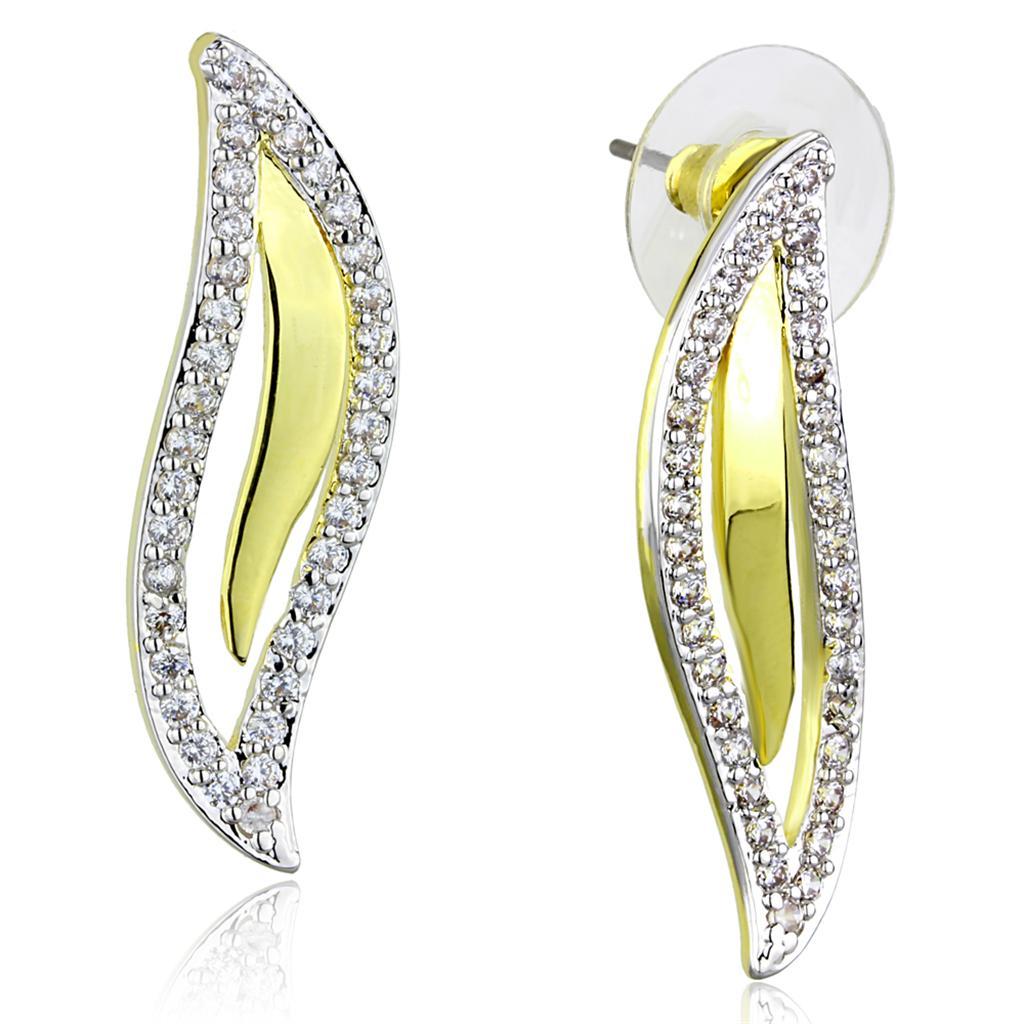 3W941 - Gold+Rhodium Brass Jewelry Sets with AAA Grade CZ  in Clear-1