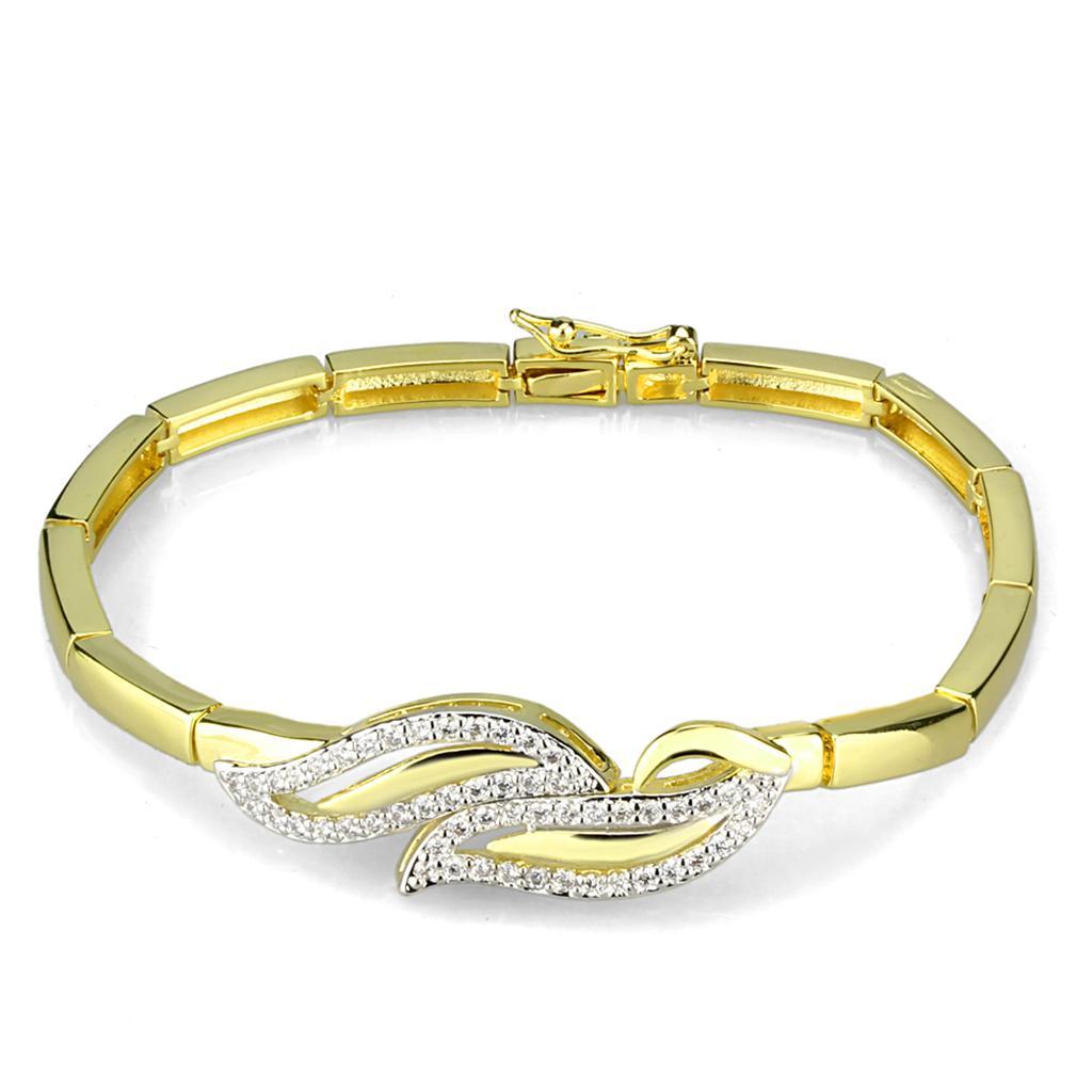 3W941 - Gold+Rhodium Brass Jewelry Sets with AAA Grade CZ  in Clear-2