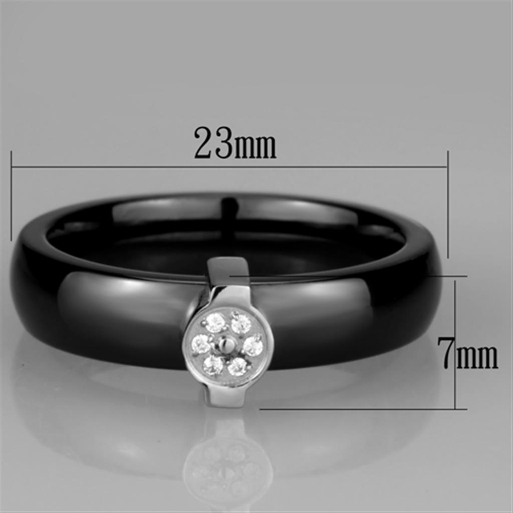 3W959 - High polished (no plating) Stainless Steel Ring with Ceramic  in Jet-1
