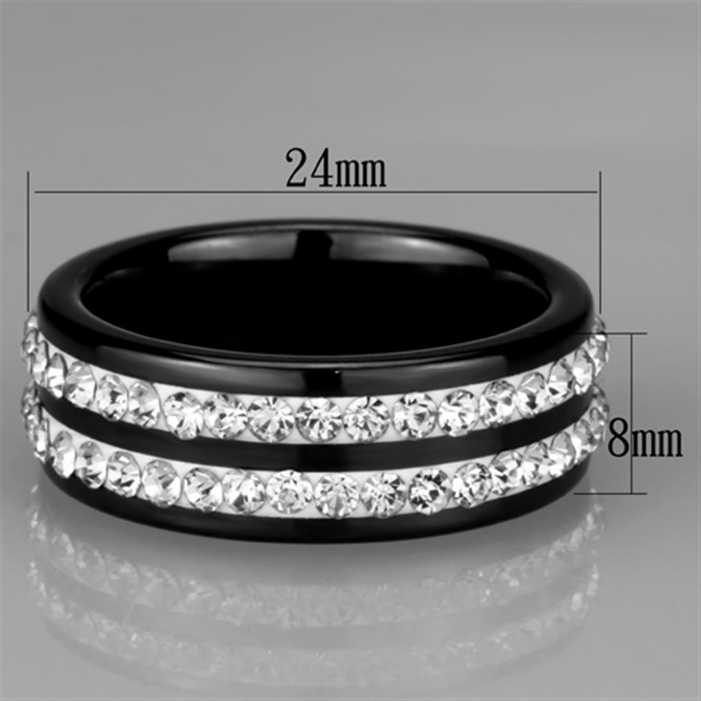 3W971 - High polished (no plating) Stainless Steel Ring with Ceramic  in Jet-1