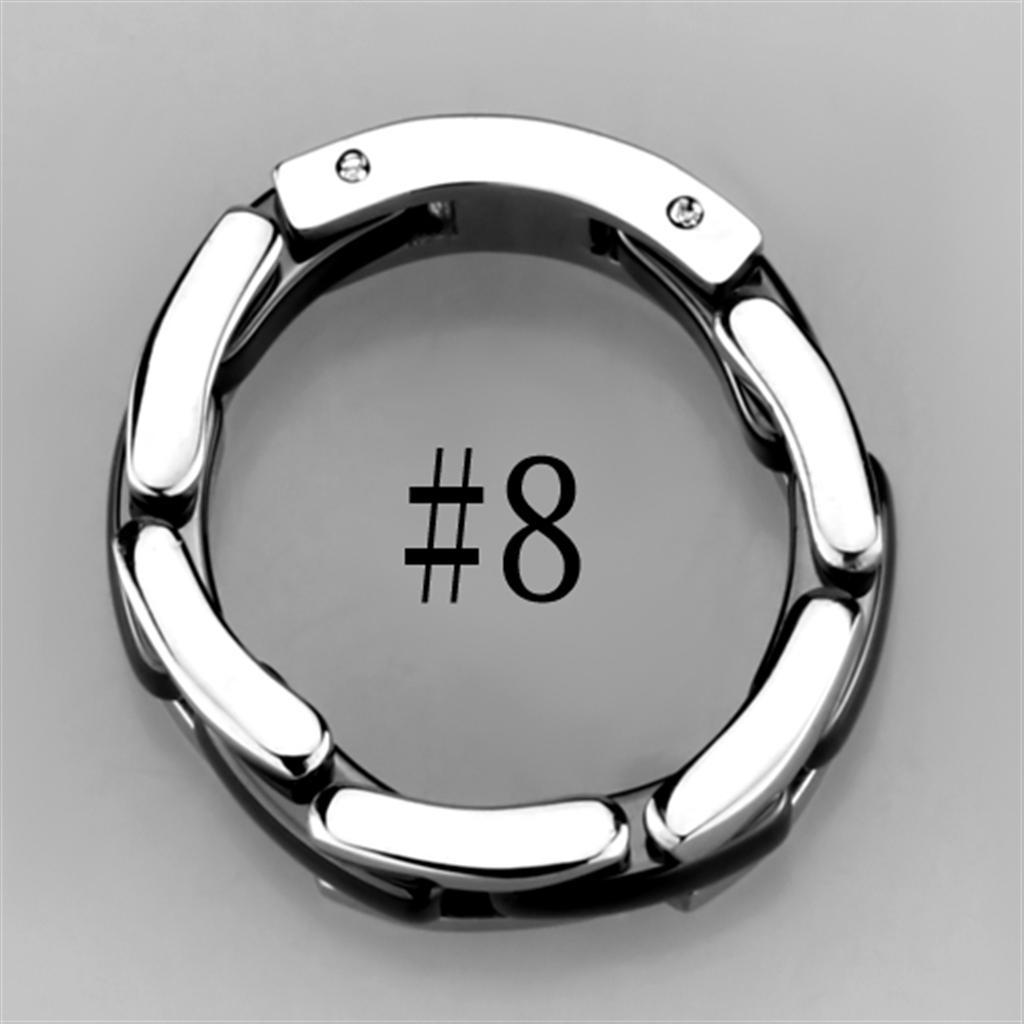 3W972 - High polished (no plating) Stainless Steel Ring with Ceramic  in Jet-2