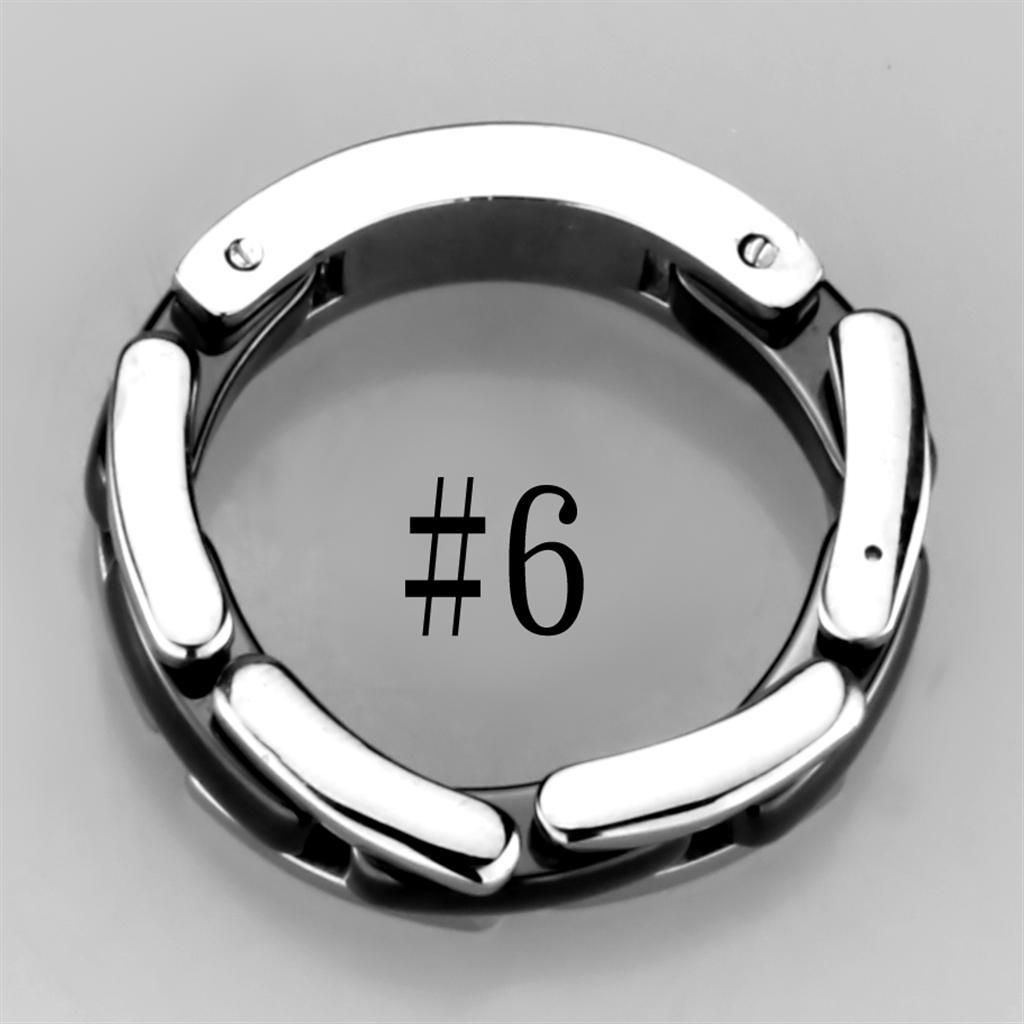 3W972 - High polished (no plating) Stainless Steel Ring with Ceramic  in Jet-3