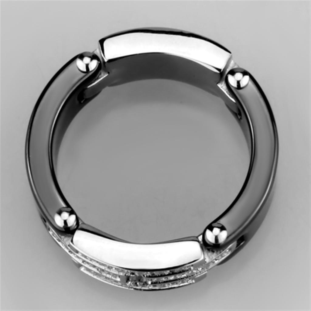 3W976 - High polished (no plating) Stainless Steel Ring with Ceramic  in Jet-2