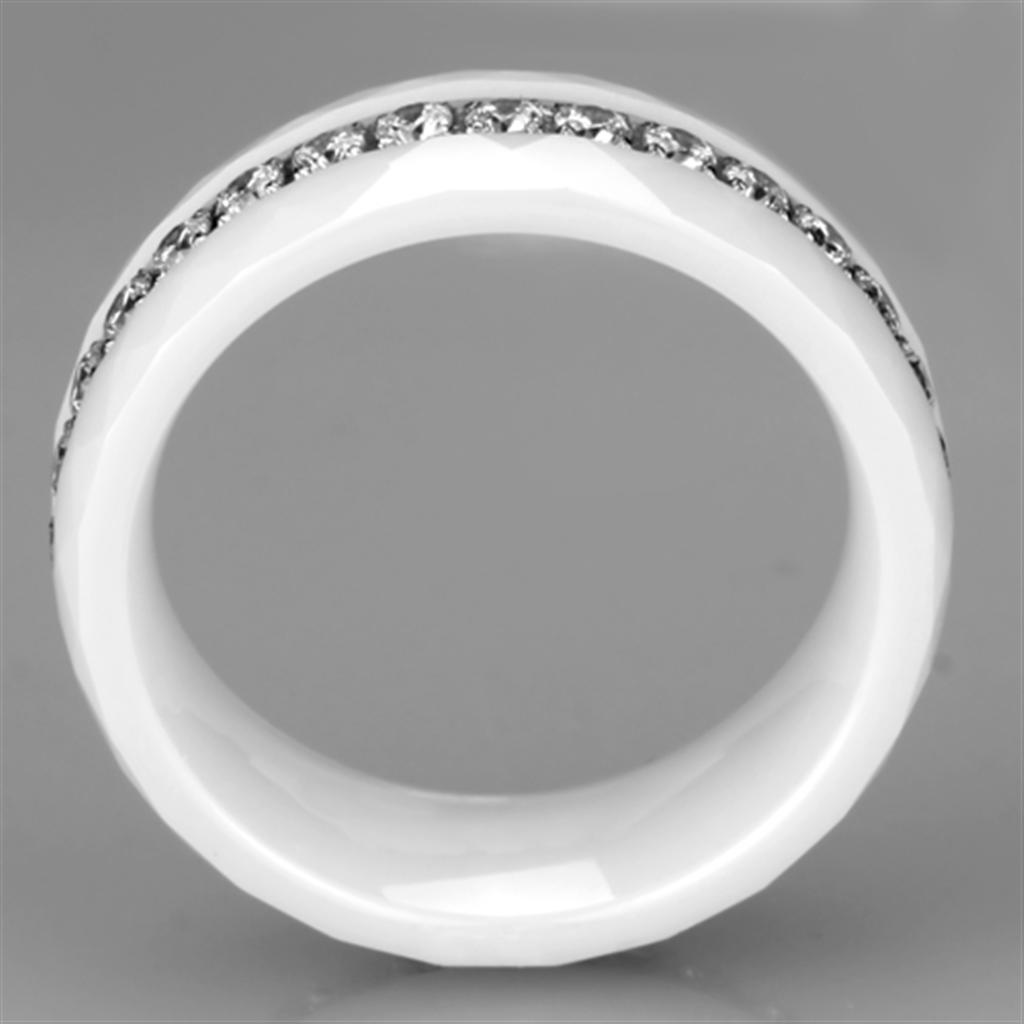3W983 - High polished (no plating) Stainless Steel Ring with Ceramic  in White-2