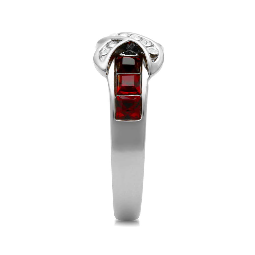 TK1388N - High polished (no plating) Stainless Steel Ring with Top Grade Crystal in Siam-1