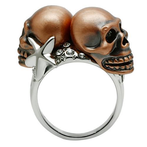 3W001 - Special Color White Metal Ring with Top Grade Crystal  in Clear-2