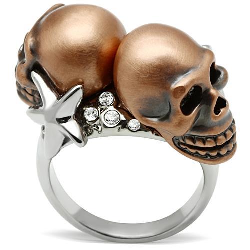 3W001 - Special Color White Metal Ring with Top Grade Crystal  in Clear-0