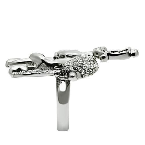 3W003 - Ruthenium White Metal Ring with Top Grade Crystal  in Clear-4