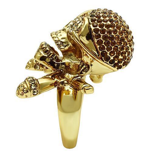 3W004 - Gold White Metal Ring with Top Grade Crystal  in Smoked Quartz-4