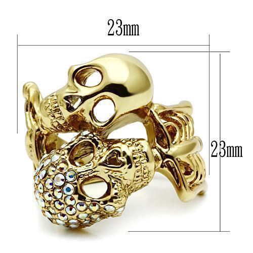 3W007 - Gold White Metal Ring with Top Grade Crystal  in Aurora Borealis (Rainbow Effect)-1