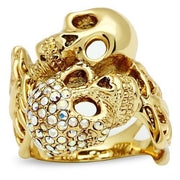 3W007 - Gold White Metal Ring with Top Grade Crystal  in Aurora Borealis (Rainbow Effect)-0
