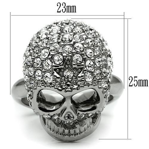 3W008 - Rhodium White Metal Ring with Top Grade Crystal  in Clear-1