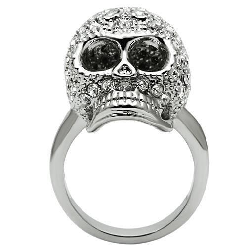 3W008 - Rhodium White Metal Ring with Top Grade Crystal  in Clear-2