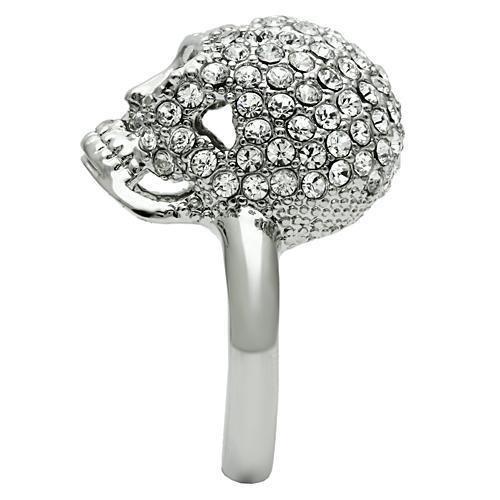 3W008 - Rhodium White Metal Ring with Top Grade Crystal  in Clear-4