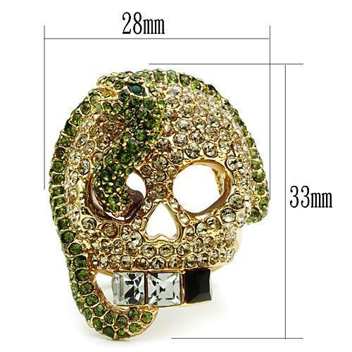 3W009 - Gold White Metal Ring with Top Grade Crystal  in Multi Color-1