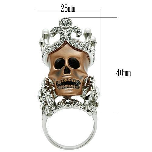 3W010 - Special Color White Metal Ring with Synthetic Pearl in White-1