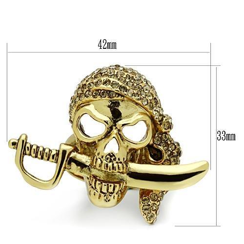 3W011 - Gold White Metal Ring with Top Grade Crystal  in Citrine Yellow-1