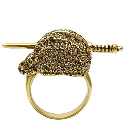 3W011 - Gold White Metal Ring with Top Grade Crystal  in Citrine Yellow-3