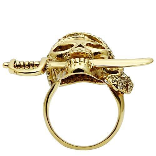 3W011 - Gold White Metal Ring with Top Grade Crystal  in Citrine Yellow-2