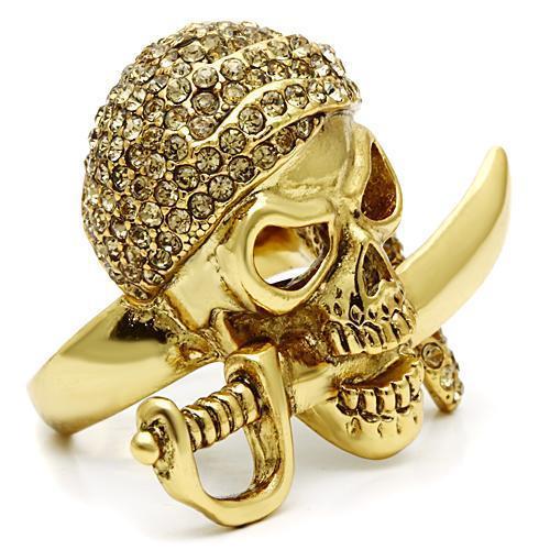 3W011 - Gold White Metal Ring with Top Grade Crystal  in Citrine Yellow-4