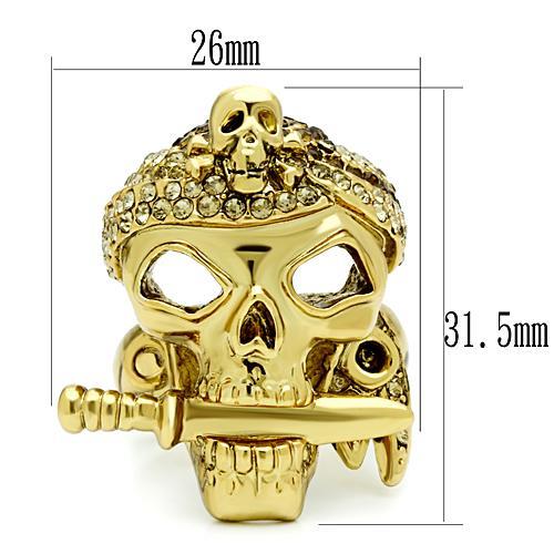 3W012 - Gold White Metal Ring with Top Grade Crystal  in Smoked Quartz-1