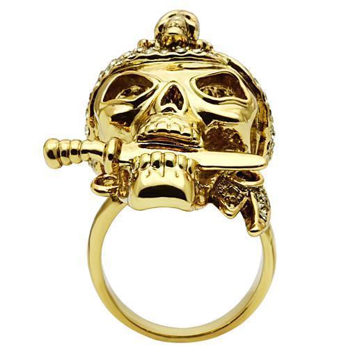 3W012 - Gold White Metal Ring with Top Grade Crystal  in Smoked Quartz-2