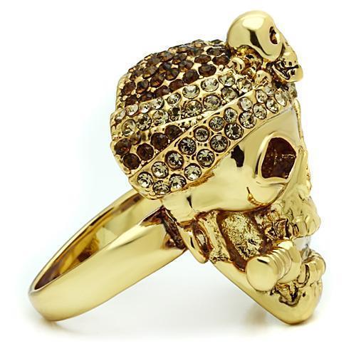 3W012 - Gold White Metal Ring with Top Grade Crystal  in Smoked Quartz-4