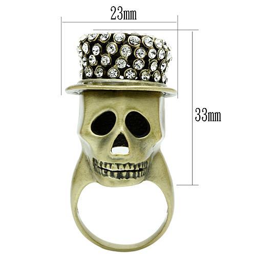 3W013 - Antique Copper White Metal Ring with Top Grade Crystal  in Clear-1