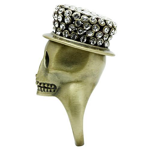 3W013 - Antique Copper White Metal Ring with Top Grade Crystal  in Clear-4