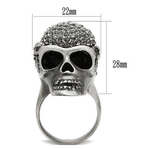 3W015 - Antique Silver White Metal Ring with Top Grade Crystal  in Black Diamond-2