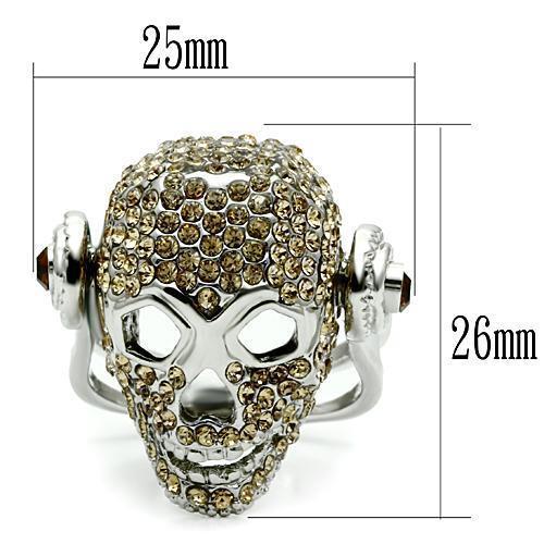 3W016 - Rhodium White Metal Ring with Top Grade Crystal  in Citrine Yellow-1