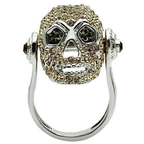 3W016 - Rhodium White Metal Ring with Top Grade Crystal  in Citrine Yellow-2