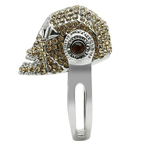 3W016 - Rhodium White Metal Ring with Top Grade Crystal  in Citrine Yellow-3
